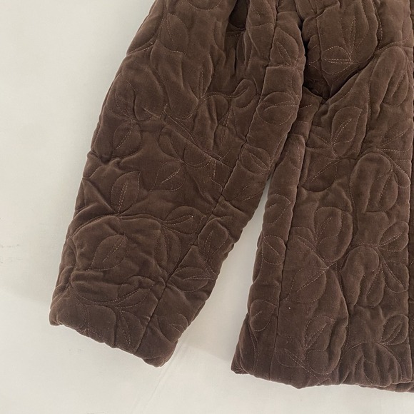 VTG Quilted Womens Quilted Velvet Jacket XL Chocolate Brown Lined Embroidered - Picture 10 of 12